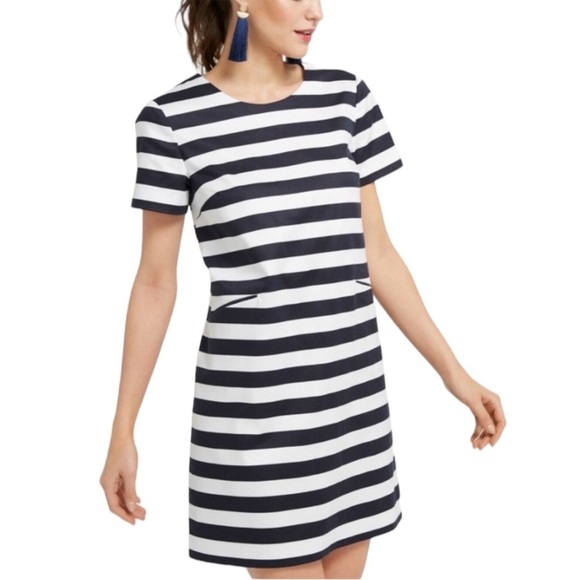 DRAPER JAMES Nassau Striped Shift Dress in Navy / White w/ Pockets Size 10 - Picture 2 of 13